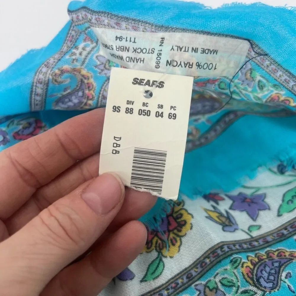 Carriage Court‎ NWT Made in Italy Fashion Scarf Wrap VTG Square Floral Print